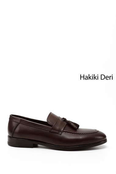 Mens Brown Tasseled Genuine Leather Loafer Shoes