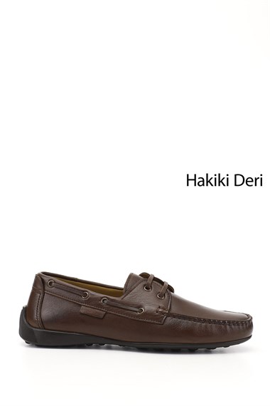 Erkek Kahverengi Rok Hakiki Deri Bağcıklı Ayakkabı
