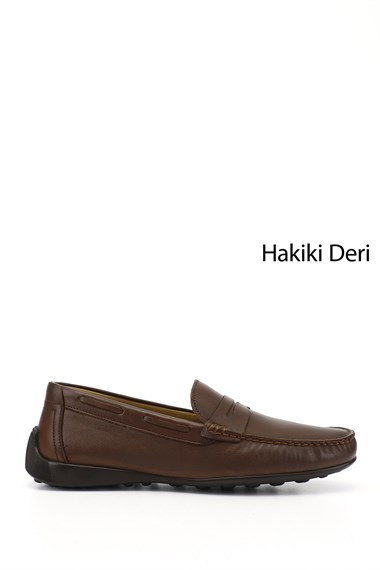 Erkek Kahverengi Rok Hakiki Deri Loafer Ayakkabı