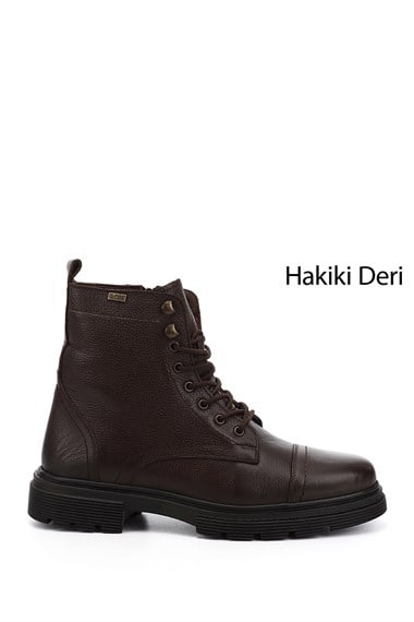 Erkek Koyu Kahve Floter Fermuarlı Hakiki Deri Postal Bot
