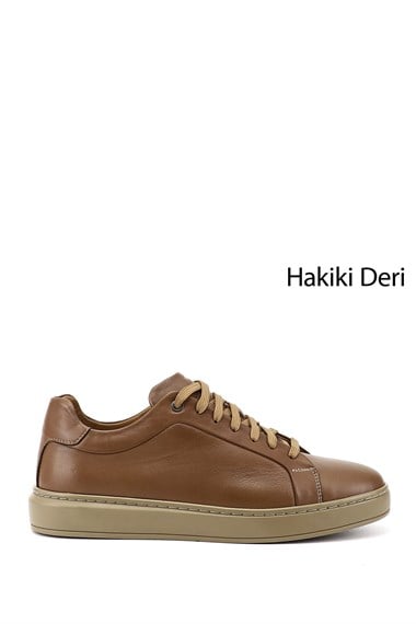 Mens Sand Laced Rubber Sole Genuine Leather Sneakers