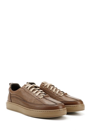 Erkek Kum Bağcıklı Kauçuk Taban Hakiki Deri Sneaker