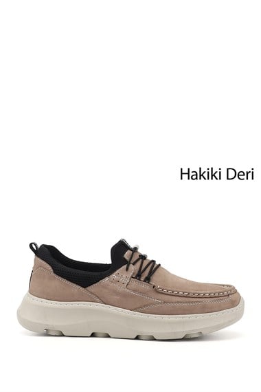 Erkek Kum Nubuk Bağcıklı Hakiki Deri Comfort Ayakkabı