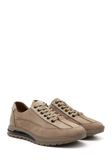 Erkek Kum Nubuk Bağcıklı Hakiki Deri Sneaker