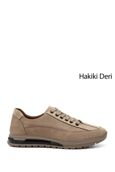 Erkek Kum Nubuk Bağcıklı Hakiki Deri Sneaker