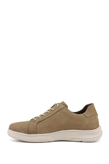 Erkek Kum Nubuk Bağcıklı Hakiki Deri Sneaker