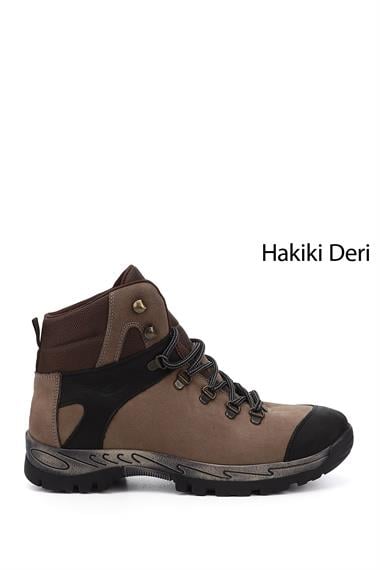 Erkek Kum Nubuk Bağcıklı Kauçuk Taban Hakiki Deri Outdoor Bot