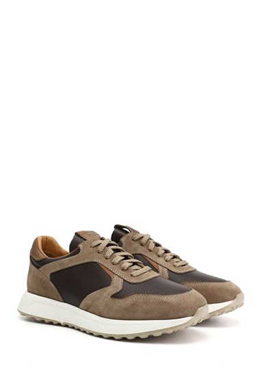 Erkek Kum Süet Bağcıklı Hakiki Deri Sneaker