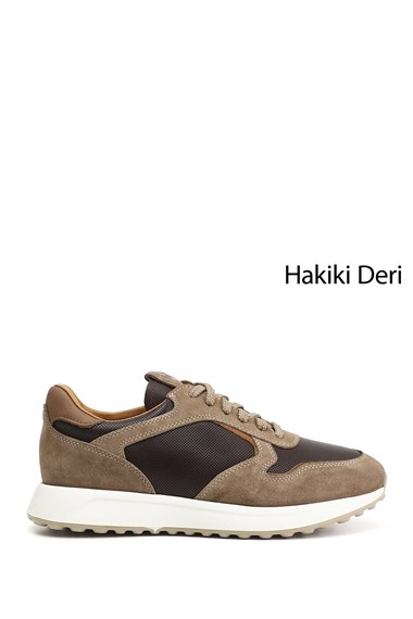 Erkek Kum Süet Bağcıklı Hakiki Deri Sneaker