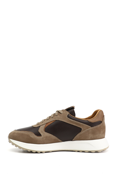 Erkek Kum Süet Bağcıklı Hakiki Deri Sneaker