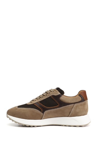 Erkek Kum Süet Bağcıklı Hakiki Deri Sneaker