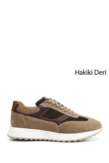 Erkek Kum Süet Bağcıklı Hakiki Deri Sneaker