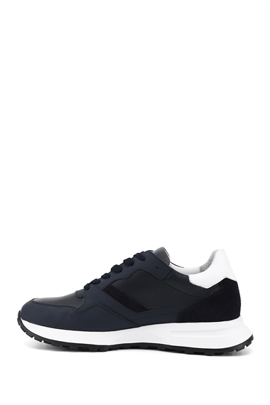 Erkek Lacivert Antik Bağcıklı Hakiki Deri Comfort Sneaker