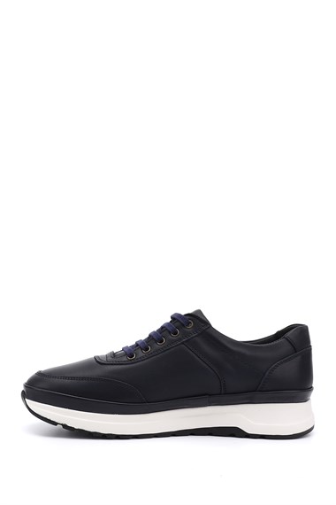 Mens Navy Blue Antique Laced Genuine Leather Comfort Sneaker