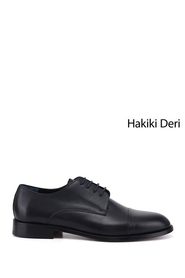 Erkek Lacivert Antik Bağcıklı Kösele Taban Hakiki Deri Klasik Ayakkabı
