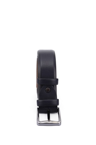 Mens Navy Blue Antique Genuine Leather 3.5 Cm Classic Belt