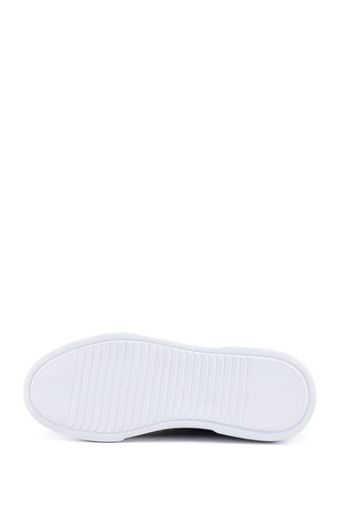 Erkek Lacivert Bağcıklı Hakiki Deri Sneaker