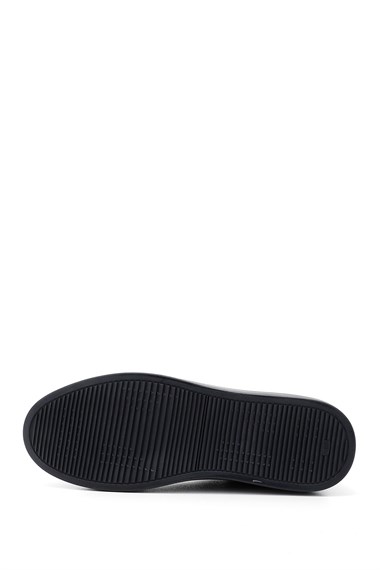 Erkek Lacivert Bağcıklı Kauçuk Taban Hakiki Deri Sneaker