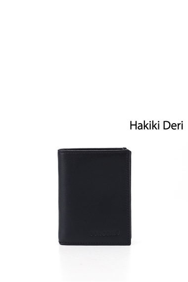 Erkek Lacivert Hakiki Deri Dikey Cüzdan