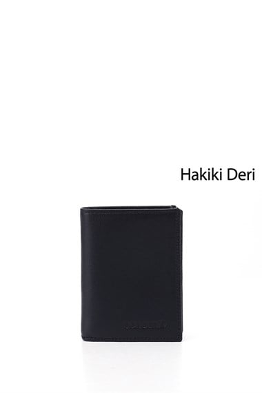 Erkek Lacivert Hakiki Deri Dikey Cüzdan