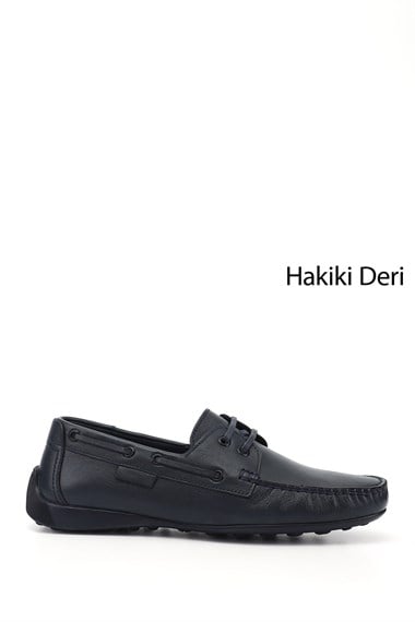 Mens Navy Blue Rok Genuine Leather Lace-up Shoes