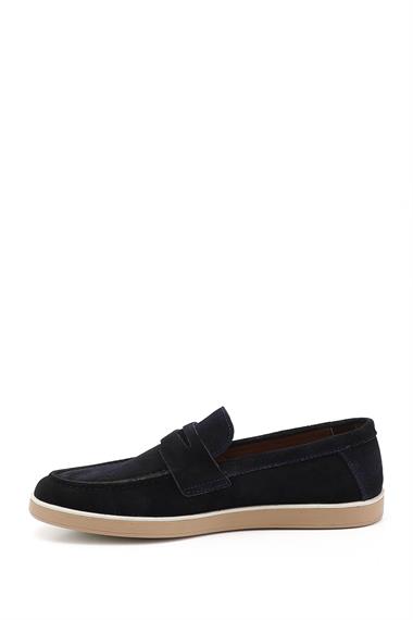 Mens Navy Blue Suede Genuine Leather Loafer Shoes