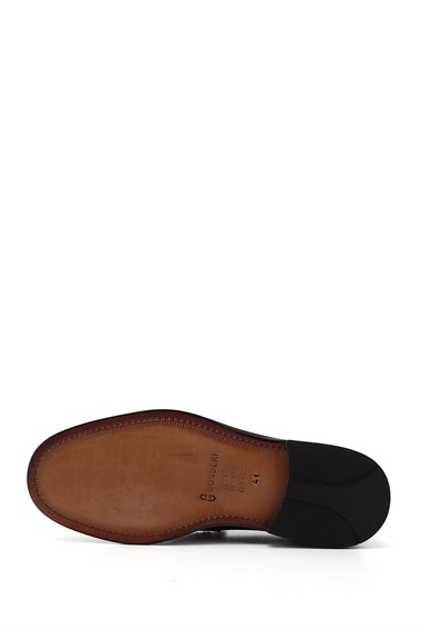 Erkek Siyah Açma Kösele Taban Hakiki Deri Loafer Ayakkabı