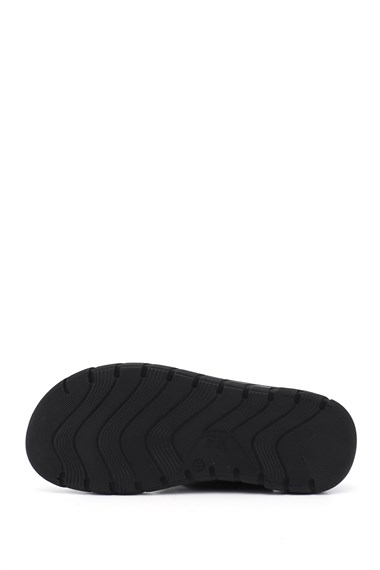 Erkek Siyah Hakiki Deri Comfort Sandalet