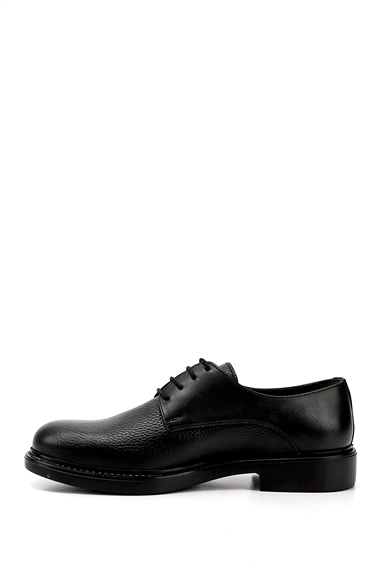 Mens Black Lace-Up Printed Genuine Leather Classic Shoes