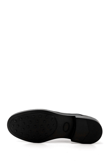 Mens Black Lace-Up Printed Genuine Leather Classic Shoes