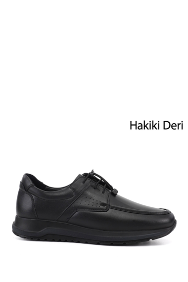 Erkek Siyah Bağcıklı Hakiki Deri Ayakkabı