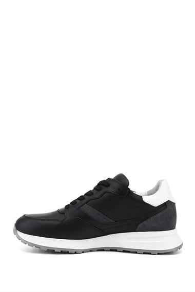 Erkek Siyah Bağcıklı Hakiki Deri Comfort Sneaker