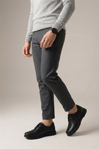 Mens Black Lace-Up Genuine Leather Comfort Shoes