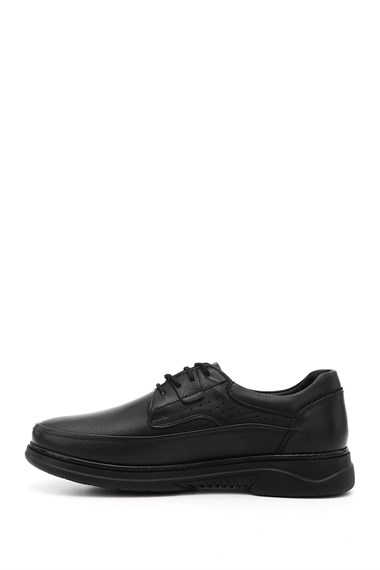 Mens Black Lace-Up Genuine Leather Comfort Shoes