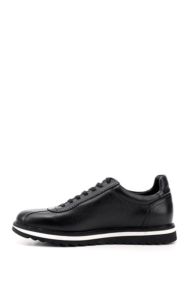 Erkek Siyah Bağcıklı Hakiki Deri Comfort Sneaker