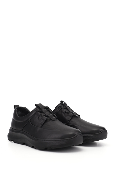 Mens Black Genuine Leather Comfort Shoes