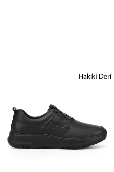 Mens Black Genuine Leather Comfort Shoes