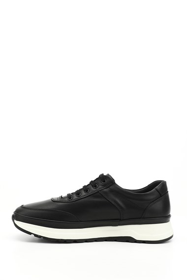 Erkek Siyah Bağcıklı Hakiki Deri Comfort Sneaker