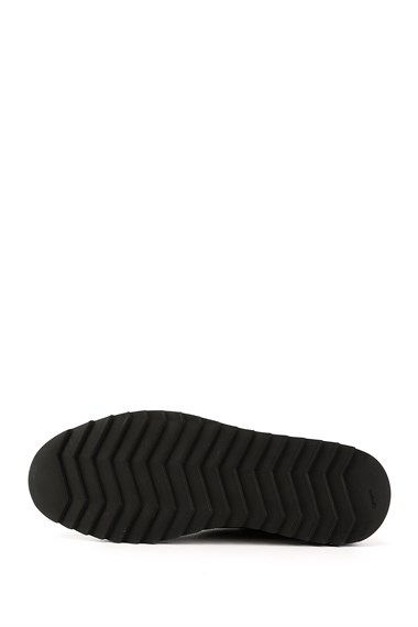 Mens Black Lace-Up Genuine Leather Comfort Sneaker