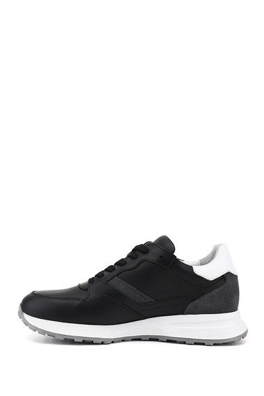 Erkek Siyah Bağcıklı Hakiki Deri Comfort Sneaker
