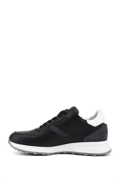Erkek Siyah Bağcıklı Hakiki Deri Comfort Sneaker