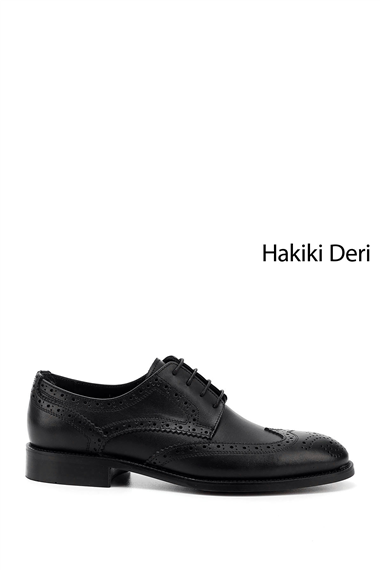 Mens Black Lace-Up Genuine Leather Classic Shoes