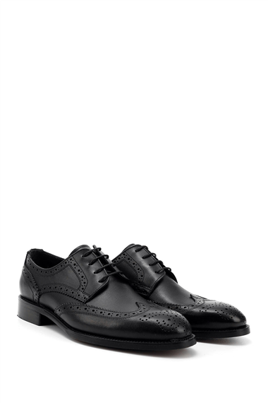 Mens Black Lace-Up Genuine Leather Classic Shoes