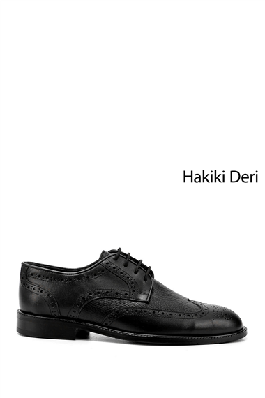 Mens Black Lace-Up Genuine Leather Classic Shoes