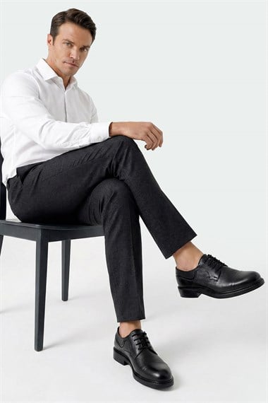 Mens Black Lace-Up Genuine Leather Classic Shoes
