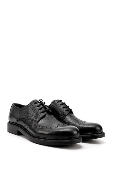 Mens Black Lace-Up Genuine Leather Classic Shoes
