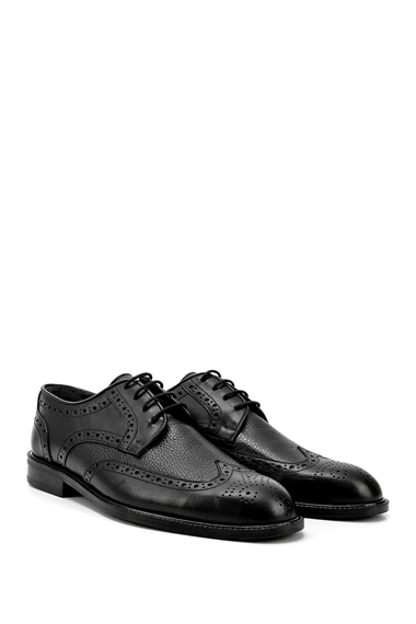 Mens Black Lace-Up Genuine Leather Classic Shoes
