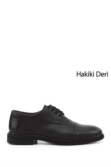 Erkek Siyah Bağcıklı Hakiki Deri Klasik Ayakkabı