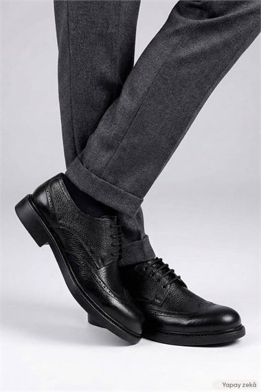 Mens Black Lace-Up Genuine Leather Classic Shoes
