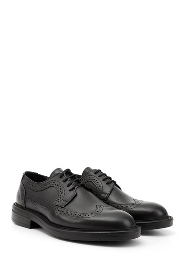 Mens Black Lace-Up Genuine Leather Classic Shoes
